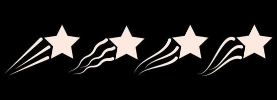 Stars falling of meteorites and comets. Shooting stars element illustration set vector