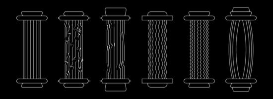 Set of antique columns line. Ancient architecture pillars illustration vector