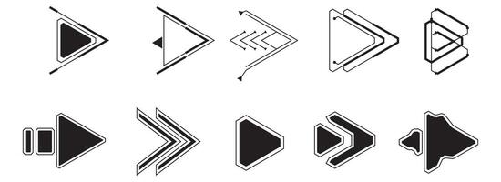 Arrow futuristic navigation pointers. Digital techno style element illustration set vector
