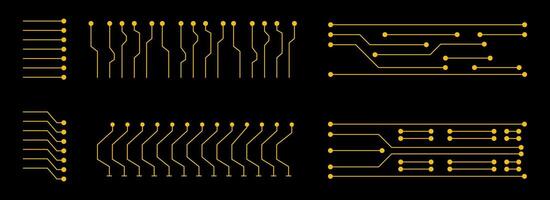 Geometric Circuit connect lines and dots. Circuit board pattern illustration set vector