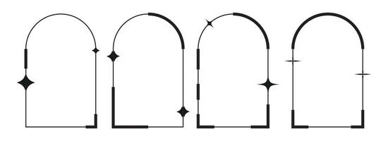 Minimalist aesthetic frame elements. Star and line decorative set of vector