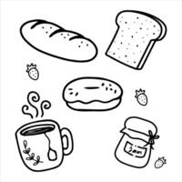 Handdrawn line art Breakfast elements vector