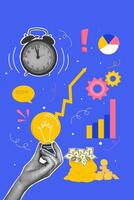 Modern halftone collage. Business plan concept, key account manager,consulting . Business creative illustration for web banner,marketing material,business presentation vector