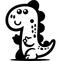 Number one, 1 in dinosaur style in monochrome. Simple minimalistic in black ink drawing on white background vector