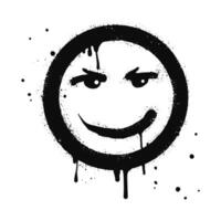 smiling face emoji character. Spray painted graffiti smile face in black over white. isolated on white background vector