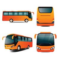 City bus template, all sides view from top, side, back and front vector