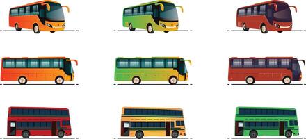 a set of different types of BUS on a white background vector