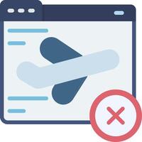 Flight Cancelled On Website Flat Icon vector
