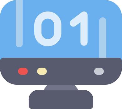 icono plano de código binario vector
