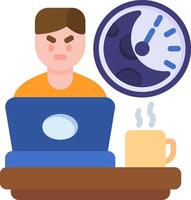 Over Work Flat Icon vector