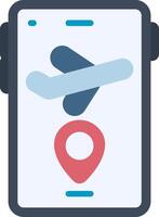 Flight Location On Phone Flat Icon vector