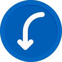 Left Arrow Curving Down Flat Icon vector