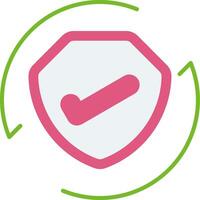 A pink and green shield with a tick in the middle vector