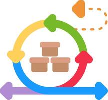 A circle with boxes and arrows pointing to the left vector