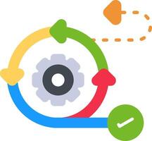A colorful wheel with a gear and arrow pointing to it vector