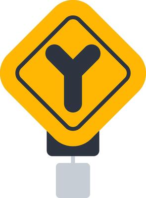 Y Intersection Flat Icon