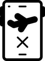 Flight Cancelled On App Glyph Icon vector