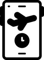 Flight On Time On Phone App Glyph Icon vector