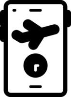 Flight On Time on Phone App Glyph Icon vector
