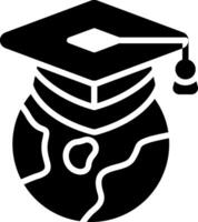 Globe with Graduation Cap Glyph Icon vector