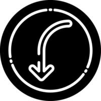 Left Arrow Curving Down Glyph Icon vector