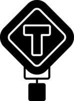 T Intersection Glyph Icon vector