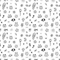 Doodle hand drawn cartoon with line seamless pattern background for wrapping and wallpaper vector