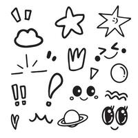 Doodle hand drawn cartoon with line for element and illustration vector