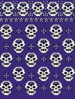 Digital seamless texture with pixel skull vector
