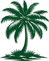 A Coconut Tree Silhouette in the Glow of a Fading Sun vector
