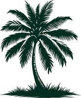 The Stark Silhouette of a Coconut Tree Gently Bending in the Warm Tropical Breeze at Dusk vector