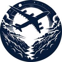 A Captivating Silhouette of an Airplane Soaring through the Endless Sky vector