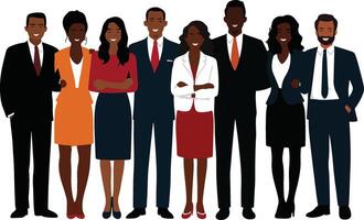 Silhouette Group Portrait of Smiling Office Team Collaborating in a Bright, Modern Workspace vector
