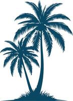 The Silhouette of a Coconut Tree as Day Gives Way to Night vector
