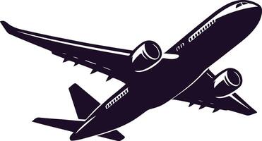 The Powerful Silhouette of an Airplane Traversing the Boundless Expanse of Air vector
