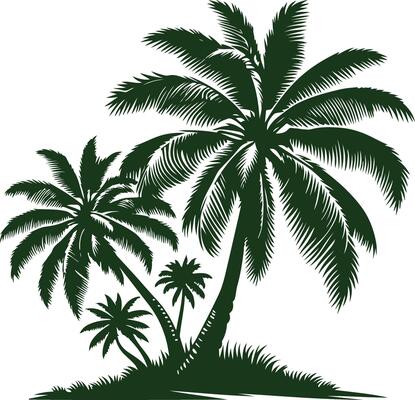 A Coconut Tree Silhouette Dominating the Horizon as the Day Fades into Evening