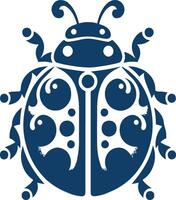 Silhouette of a Single Ladybug in Bold with Sharp Detail on Wings vector