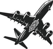 A Dynamic Silhouette of an Airplane Breaking Through the Atmospheric Boundaries vector