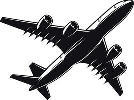 A Dramatic Silhouette of an Airplane Soaring High with Grace and Precision vector
