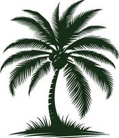The Silhouette of a Coconut Tree Standing as a Guardian of the Shoreline at Twilight vector