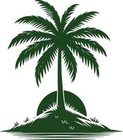 A Lonely Coconut Tree Silhouette Stands Against the Fading Light of Day vector
