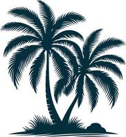 A Lone Coconut Tree Silhouette Framed by the Soft Colors of Dusk vector