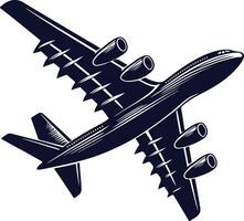 A Striking Silhouette of an Airplane in Motion Against the Setting Sun vector