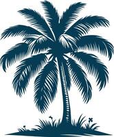 The Graceful Outline of a Coconut Tree Silhouette Merging with the Gentle Waves of the Horizon vector