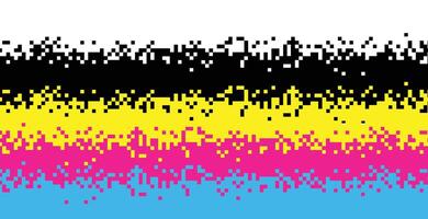 Pixel CMYK and White Seamless Pattern. Pixel abstract mosaic background. vector
