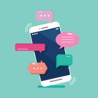 Chat box notification on smartphone screen vector