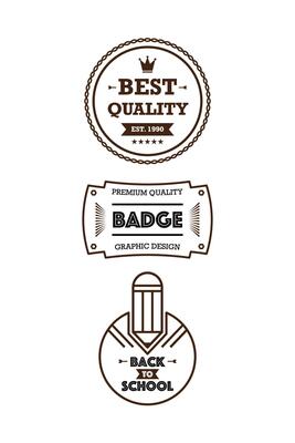 Line badge design set collection