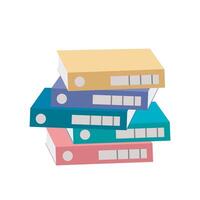 Stack of office folders with documents of different colors vector
