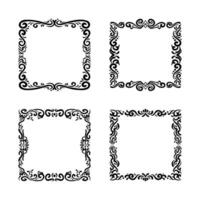 collection frames, hand drawn ink elements on white background vector