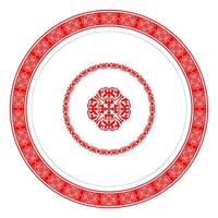 Red Round Kazakh National Ornament vector